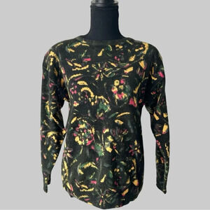 Vintage Alison H. 80s Art Print Wool Angora Blend Sweater Made in Hong Kong